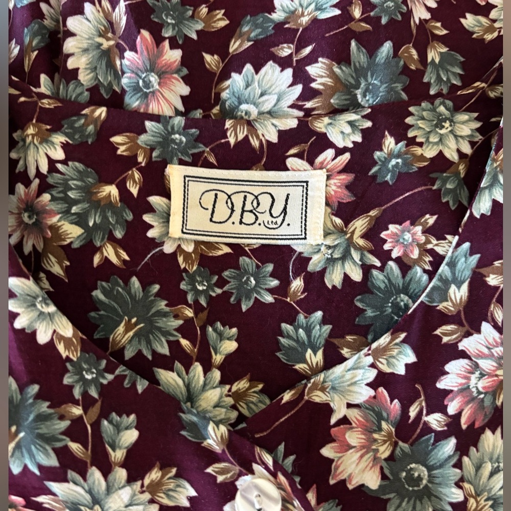 Vintage 90s Floral Flutter sleeve Dress Button-Up Front Maxi, Cotton Blend small - Picture 8 of 8